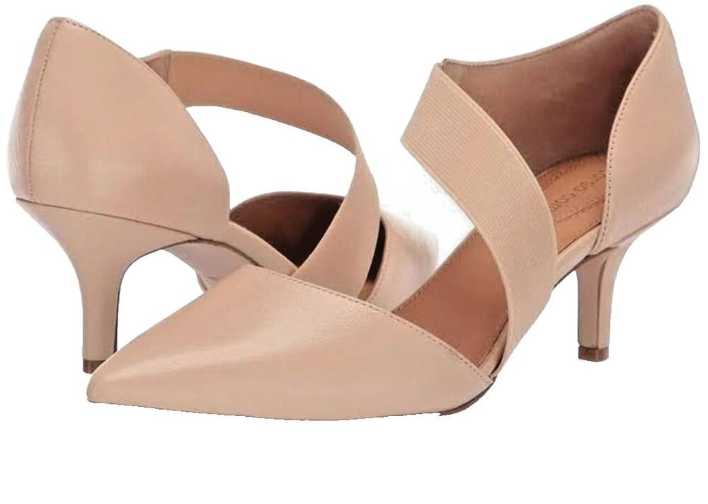 Corso Como Denise Leather Stretch Strap Pointed Toe Pumps Nude  8.5